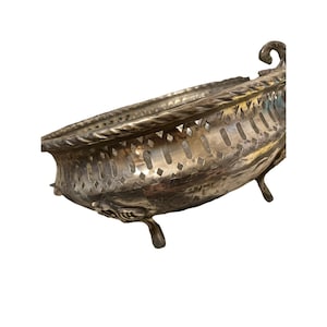 Decorative silver handled hammered silver metal bowl