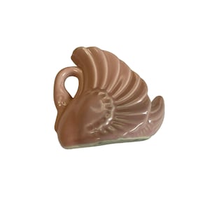 Vintage Pink swan ceramic vase shelf sitter figurine