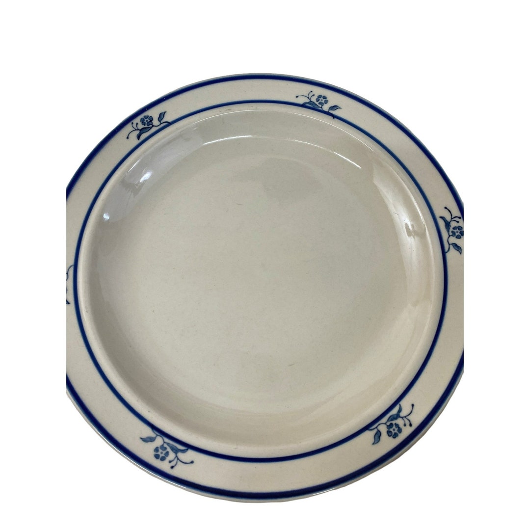 Vintage 8 Brick Oven Stoneware Plate Blue White Tableware Serving