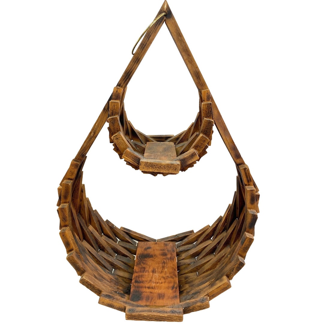 Vintage Handmade Wooden Block Hanging Plant Stand 2 Tier - Etsy