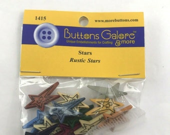 Rustic Star Button Embellishments for scrapbooks and crafts