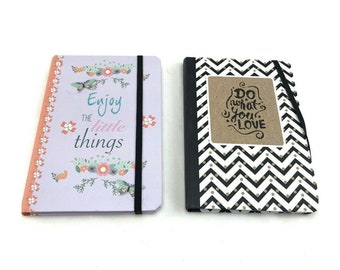 Lot of 2 notebook lavender black white elastic NWT