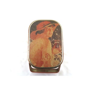 coca cola victorian lady design tin with handle advertising collectible