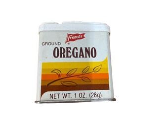 Vintage ground french's oregano spice tin collectible display prop