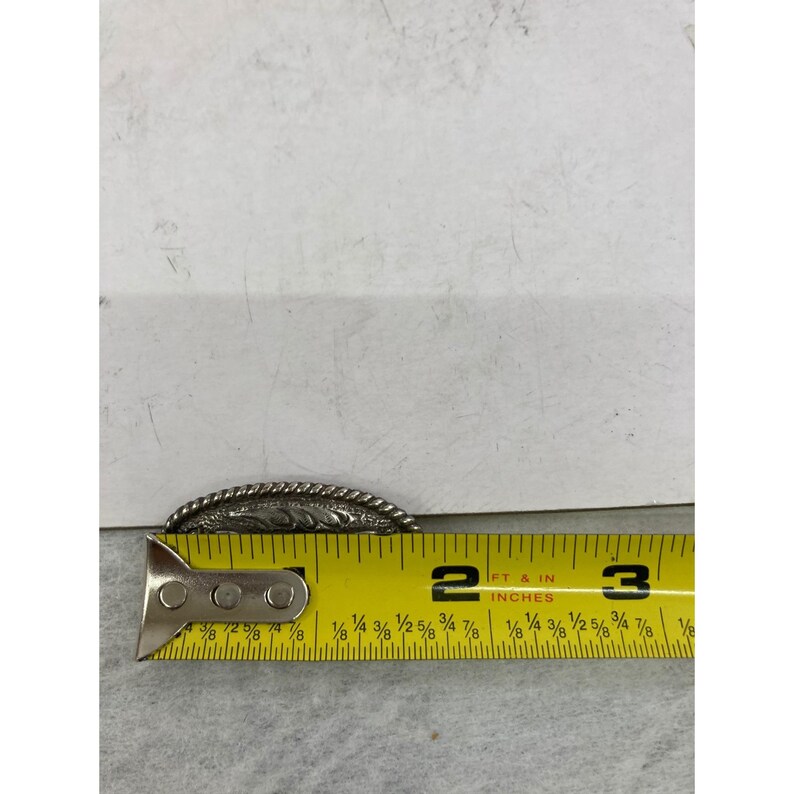 Silver metal long horn belt buckle child size