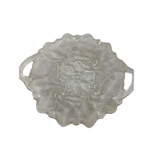 Vintage Floral pressed clear glass serving dish