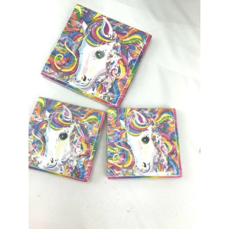 Lot of 3 Unicorn 16 beverage 16 Dinner napkins NIP birthday pony rainbow