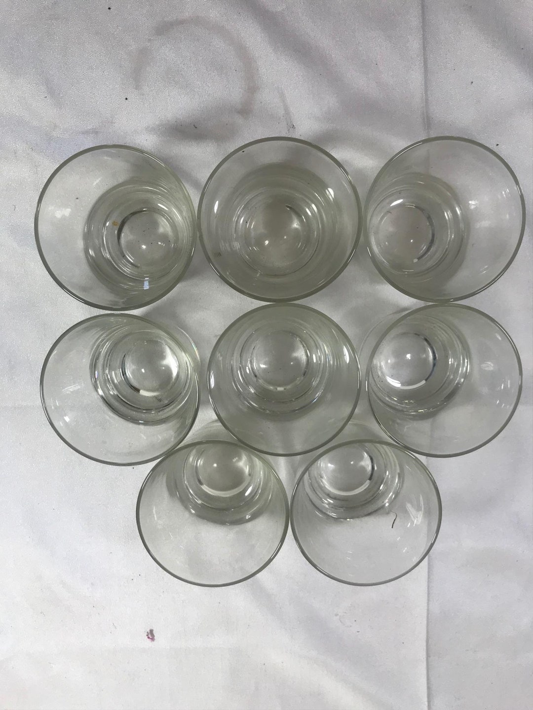Lot of 8 Heavy Round Bottom Drinking Glasses Etsy