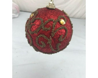 Red sequin and beaded Christmas ornament bulb NWT