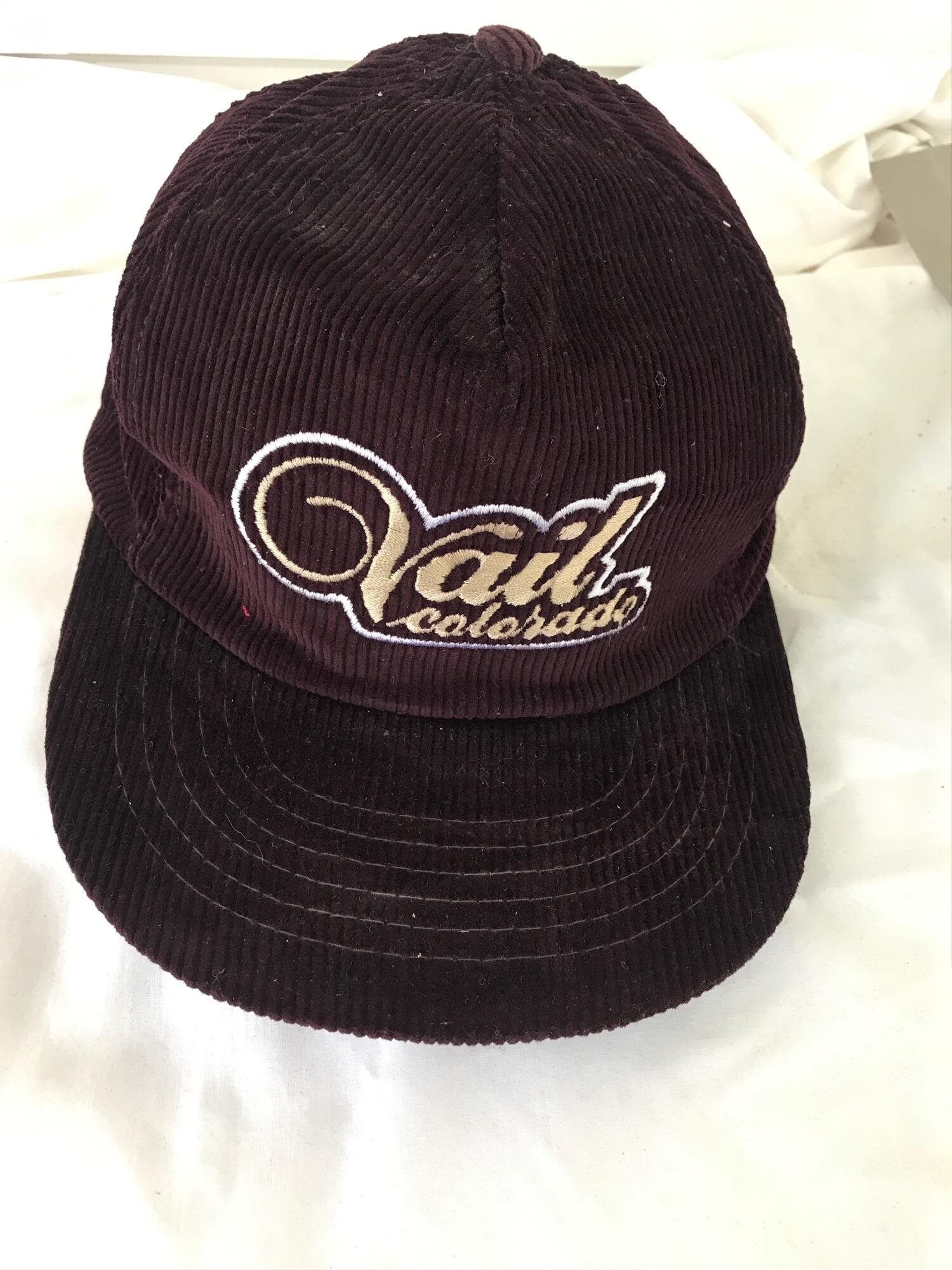Vintage Vail Colorado corduroy slide adjustser cap hat trucker Etsy