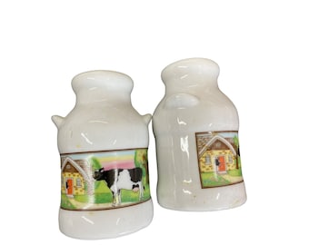 AS IS Vintage Ceramic Milk Can salt and pepper shakers collectible