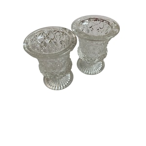 Vintage 2 pc pressed clear glass toothpick holders