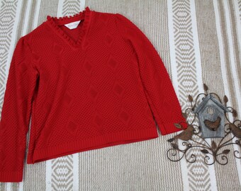 Vintage Frances Verti Womens see thru lace blouse sz small red