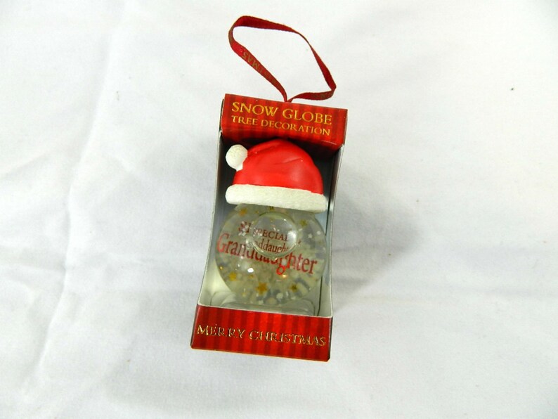 Special 2 Granddaughter snowglobe glass Christmas Ornament NIP