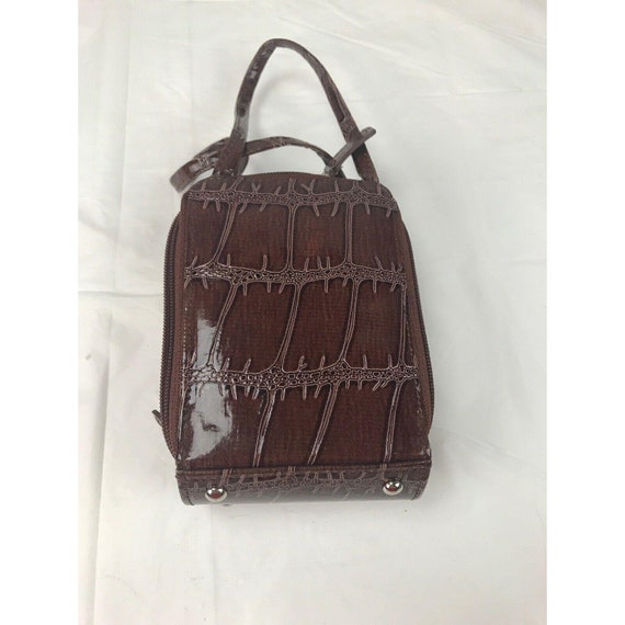 Brown Faux Snakeskin Patent Leather Purse - image 2