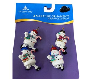 NEW 4 pc Resin Snowman miniature Christmas Ornaments