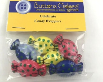 Wrapped Candy button embellishments for craft and scrapbook