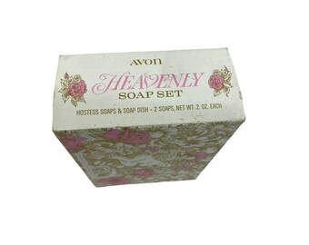Vintage Avon Heavenly tvålset värdinna tvålar och tvålkopp