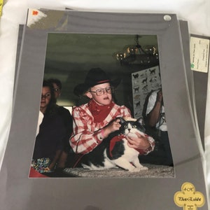 Vintage Kunstshow Laminiertes Bild Junge mit Katzen Wand dekor