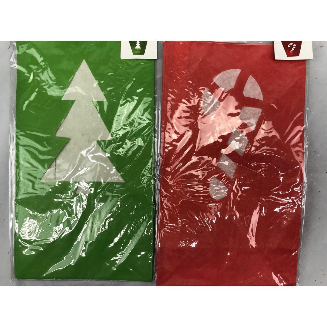 Lot of 2 Paper Bag Luminaries Christmas Tree Candy Cane NWT Etsy