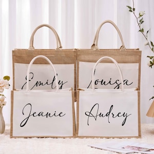 Personalized Burlap Bag Custom Bridesmaid Beach Tote Bags Bridesmaid Proposal Bags Bridal Shower Bag Bachelorette Party Favors Wedding Gifts