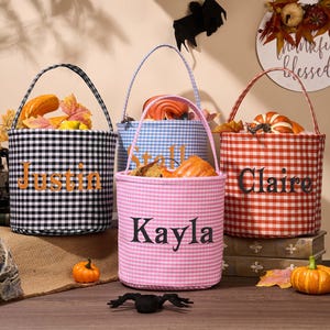 Personalized Halloween Basket, Embroidered Halloween Bucket, Trick or Treat Bag, Monogram Halloween Bag, Kids Halloween Gifts Candy Tote Bag