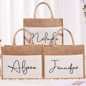Personalized Tote Gift Bag Custom Beach Bag Bridesmaid Gifts Bag Wedding Gift Bag Bachelorette Party Bag Burlap Bag Gift Bridal Party Gift