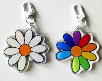 G-DRAGON Daisy Keychain | Double-Sided Acrylic Glitter | Kpop Lightstick Original Art