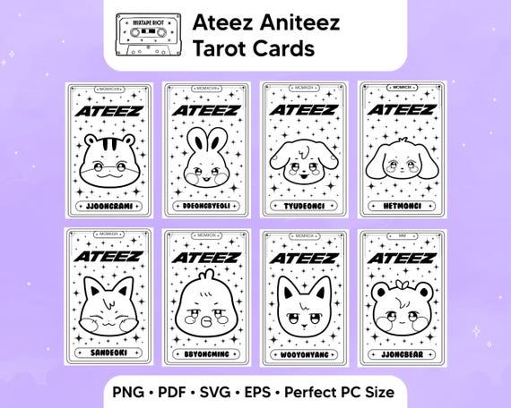 ATEEZ MBC 歌謡大祭典 サノク トレカ　ANITEEZ カレンダー Ateez ANITEEZ Tarot Cards Binder Filler Vector Files (digital