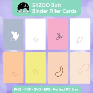 Carpeta de tarjetas fotográficas Stray Kids SKZ SKZOO Butt Kpop con marcador de posición de tarjeta faltante - pdf, png, SVG, EPS / Descarga digital Cricut, Silhouette, oPrint
