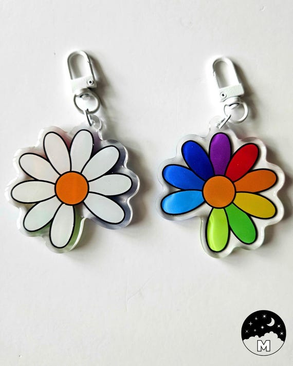 G-DRAGON Daisy Keychain | Double-sided Acrylic Glitter | Kpop