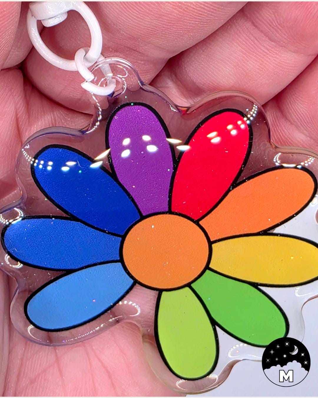 G-DRAGON Daisy Keychain | Double-sided Acrylic Glitter | Kpop