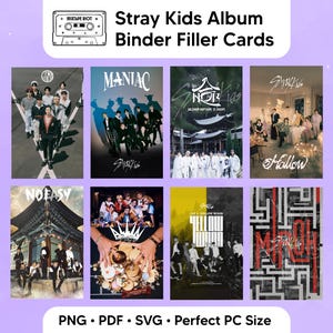 Tarjetas de relleno para álbumes de Stray Kids: Todos los álbumes de SKZ (Descarga digital, PDF y PNG)