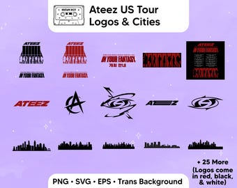 Ateez in Your Fantasy Tour Logos & City Skylines Vector Files