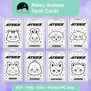 Archivos vectoriales de cartas del Tarot Ateez ANITEEZ / png, SVG, EPS, PDF / Archivos para Cricut, Silhouette o impresión