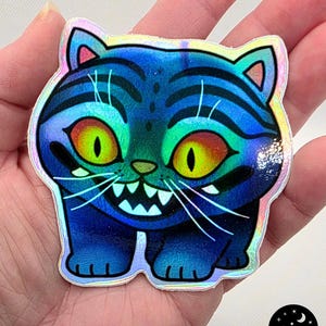 Adesivo holográfico DERPY Tiger Kpop Demon Hunters | Vinil à prova d&#39;água | Arte original Kpop