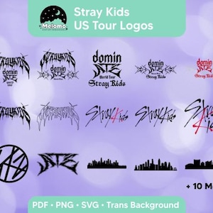 Verdwaalde kinderen SKZ domineren de Amerikaanse World Tour-logo's en stadssilhouetten vectorbestanden | png, svg, eps, | Bestanden voor Cricut, Silhouette of Print
