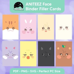 Ateez ANITEEZ Faces Kpop Photocard Binder Faltando espaço reservado para cartão - PDF, PNG, SVG, EPS | Download digital para Cricut, Silhouette ou impressão