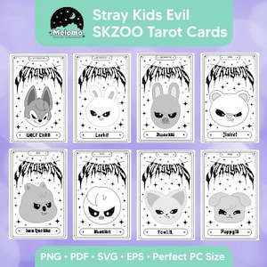 Archivos vectoriales de cartas del tarot de Stray Kids SKZ Evil SKZOO / png, SVG, EPS, PDF / Archivos para Cricut, Silhouette o impresión