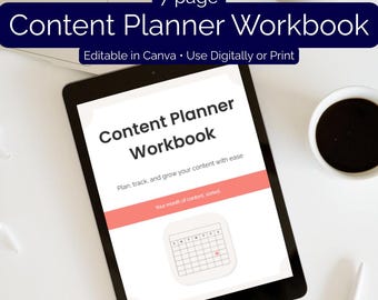 Inhalt Planer Arbeitsmappe | Canva Template für Social Media, Content Kalender, Monats- & Wochenplaner, Digital Marketing Tool