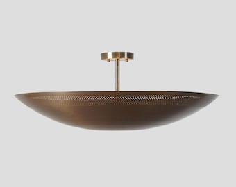 Sputnik Light Ceiling Flush Mount Mid Century Style Six Light Pendant Light Brass Perforated Raw Brass Finish Ceiling Bedroom Light Fixture