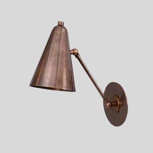 Italian Wall Light Sconce Mid Century Cone Shade Antique Brass Finish Bedroom Light Fixture