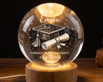 Bola de cristal personalizada para regalo de graduación, lámpara de noche de doctorado personalizada para ella o para él, recuerdo de graduación de la promoción de 2026