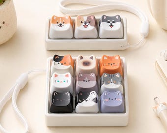 Tecla Clicker Personalizada de Gatinho, Brinquedo Anti-Stress para Teclado Mecânico, Teclas Intercambiáveis de Gato, Mini Chaveiro de Mesa, Presente Ideal para Estudantes e Adolescentes