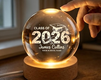Bola de graduación de cristal, regalo para la promoción de 2026, recuerdo personalizado para la graduación, recuerdo de la graduación de último año.