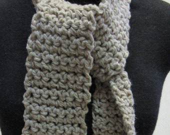 Mohair Angora Wool Scarf Taupe 67" x 3.5" Handmade Crochet knit Mans Woman Quality Stylish Wrap Birthday Gift