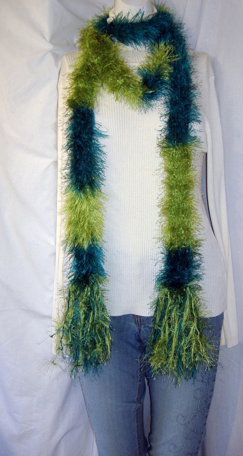 Green Boa Fluffy Scarf Extra Long Boa Unique Mans Womans Etsy