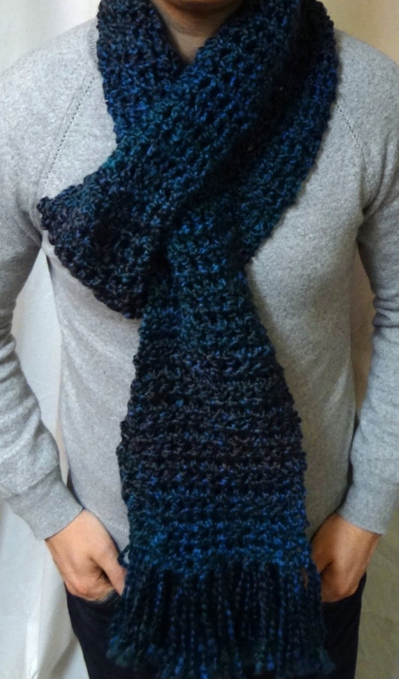 Extra Long Blue Scarf,Winter Super Scarf,Extra Long/Teal/Warm/Scarf,Mans/Womans Wrap, 76 Inch Cowl, Mans/Womans Scarf, Unique Mens Gift, USA image 5