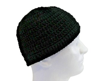 Black Skull Cap Men Women Hat Handmade Crochet Hand Knit NWT Retro Ski Hunting Cycling Boarding Man Woman Birthday Gift Visual Kei NWT OS