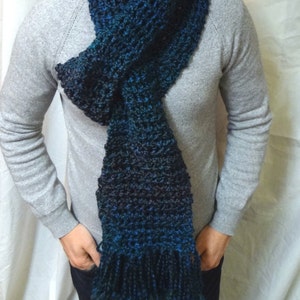 Extra Long Blue Scarf,Winter Super Scarf,Extra Long/Teal/Warm/Scarf,Mans/Womans Wrap, 76 Inch Cowl, Mans/Womans Scarf, Unique Mens Gift, USA image 1